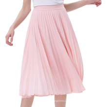 Kate Kasin Womens Stylish Fashion Alta cintura Poliéster plissado Swing A-Line Pink Skirt KK000659-1